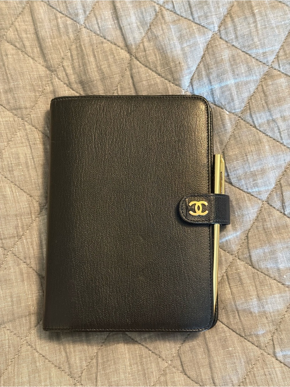 Chanel Vintage Black Caviar Leather CC 6-Ring Agenda Planner Cover